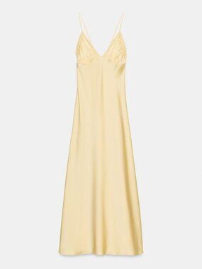 ZARA GATHERED SATIN EFFECT MIDI DRESS